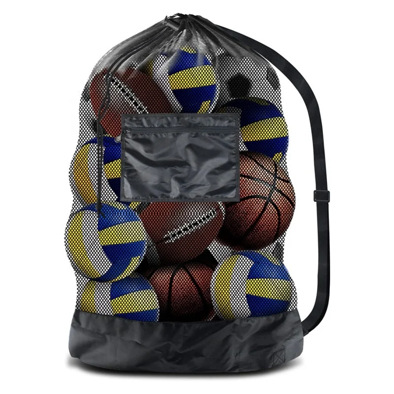 Training Equipment Custom Logo Large Capacity Heavy Duty Mesh Drawstring Sports Ball Bag For Football Basketball Volleyball