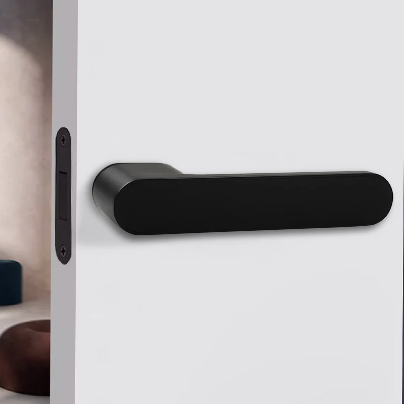 Silent Ecological Door Lock Handle Minimalist for Wooden Door Zinc Alloy Door Handle Lock with Magnetic Lock Body