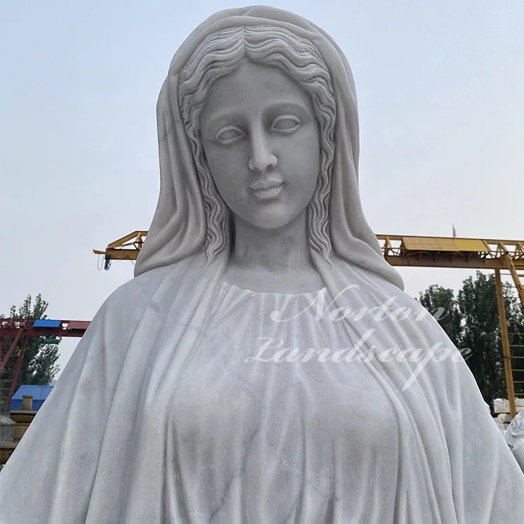 Modern Church Decoration Religion Figures Life Size Stone Virgin Mary Marble Statue Sculpture For Sale