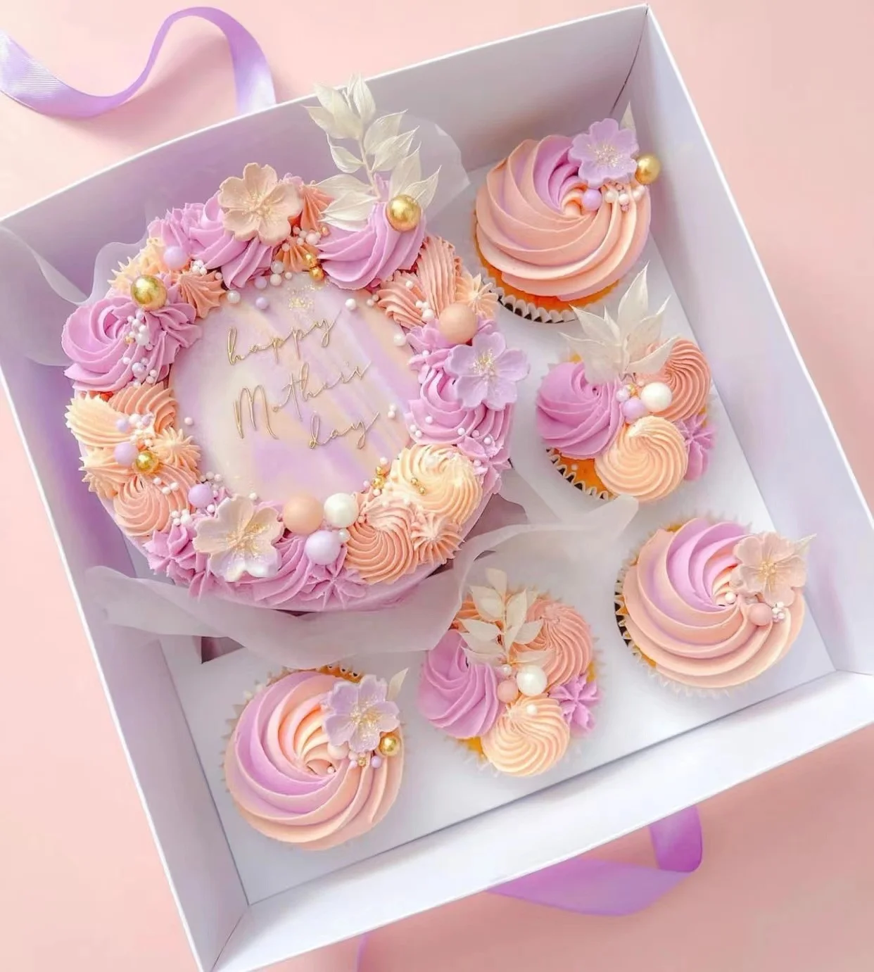 XJH Paper Bakery Packaging 5 Cavities Cupcake Cake Box with Clear Plastic Lid Cupcake Bento Box