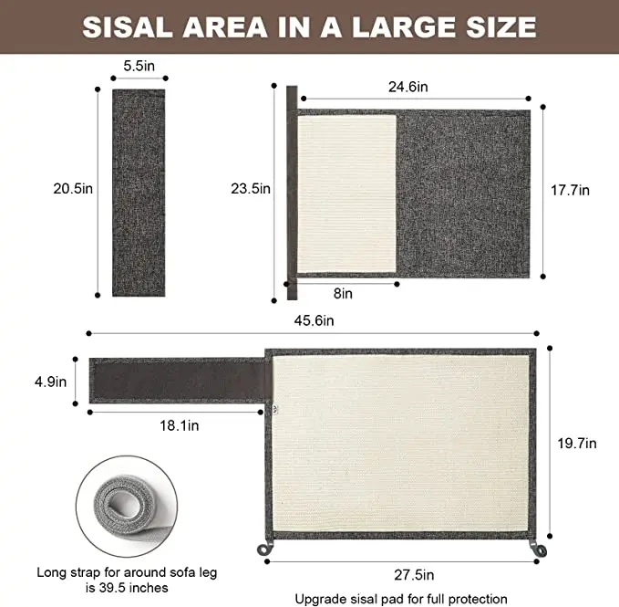 Natural Sisal Cat Scratches Board Pad Cat Scratching Guard Mat Pet Scratch Shield