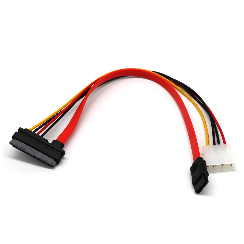 SATA 7+15 Pin 22Pin To SATA 7 Pin + 4Pin DE Power SATA ,Serial ATA III data and power combo cable for 3.5 inch hard drive