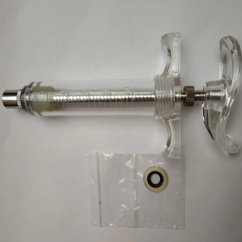 REUSABLE PLASTIC STEEL VETERINARY ANIMAL SYRINGE WITH DOSE NUT