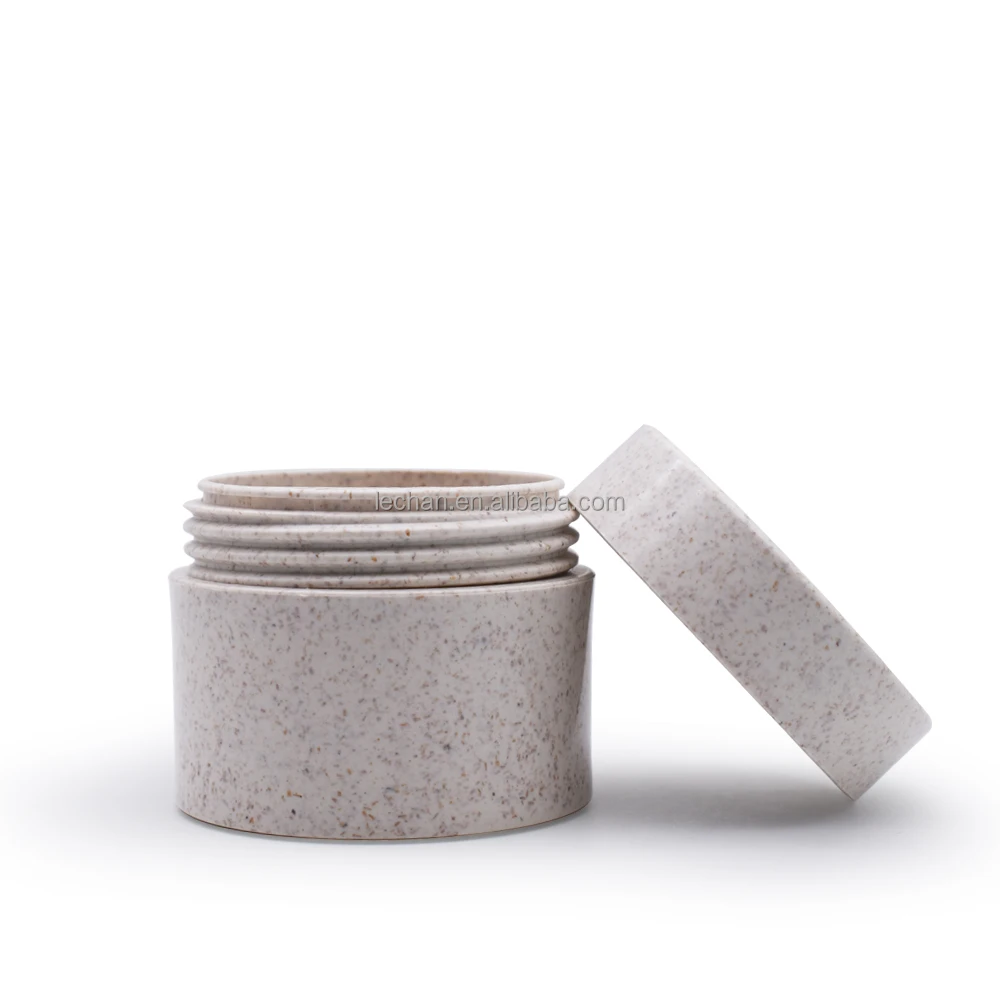 Naturally degradable cream box plastic PP jar wheat straw jar with screw port design