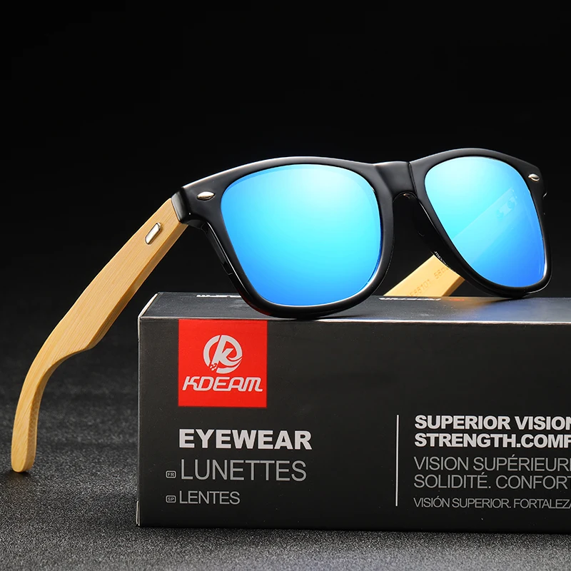KDEAM 2020 Fashionable Custom Logo Bamboo Wood Sunglasses Sun Glasses Design Your Own Unisex Polarized Gafas De Sol UV400