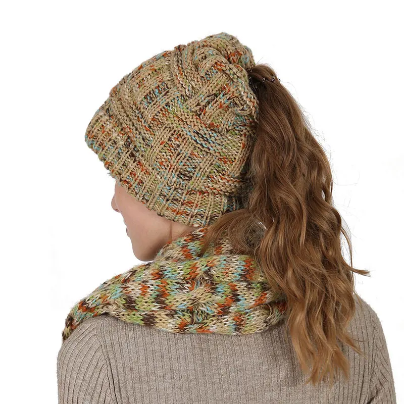 Wholesale Confetti Style Knit Women Winter Hat And Scarf Set