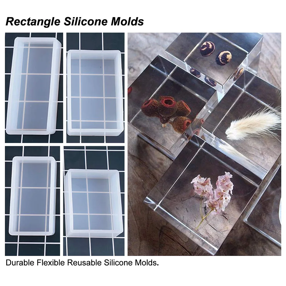 Silicone Resin Molds Epoxy 9 Pack Kit for Casting Epoxy Resin UV Resin Include Square Rectangle Moldes De Silicona