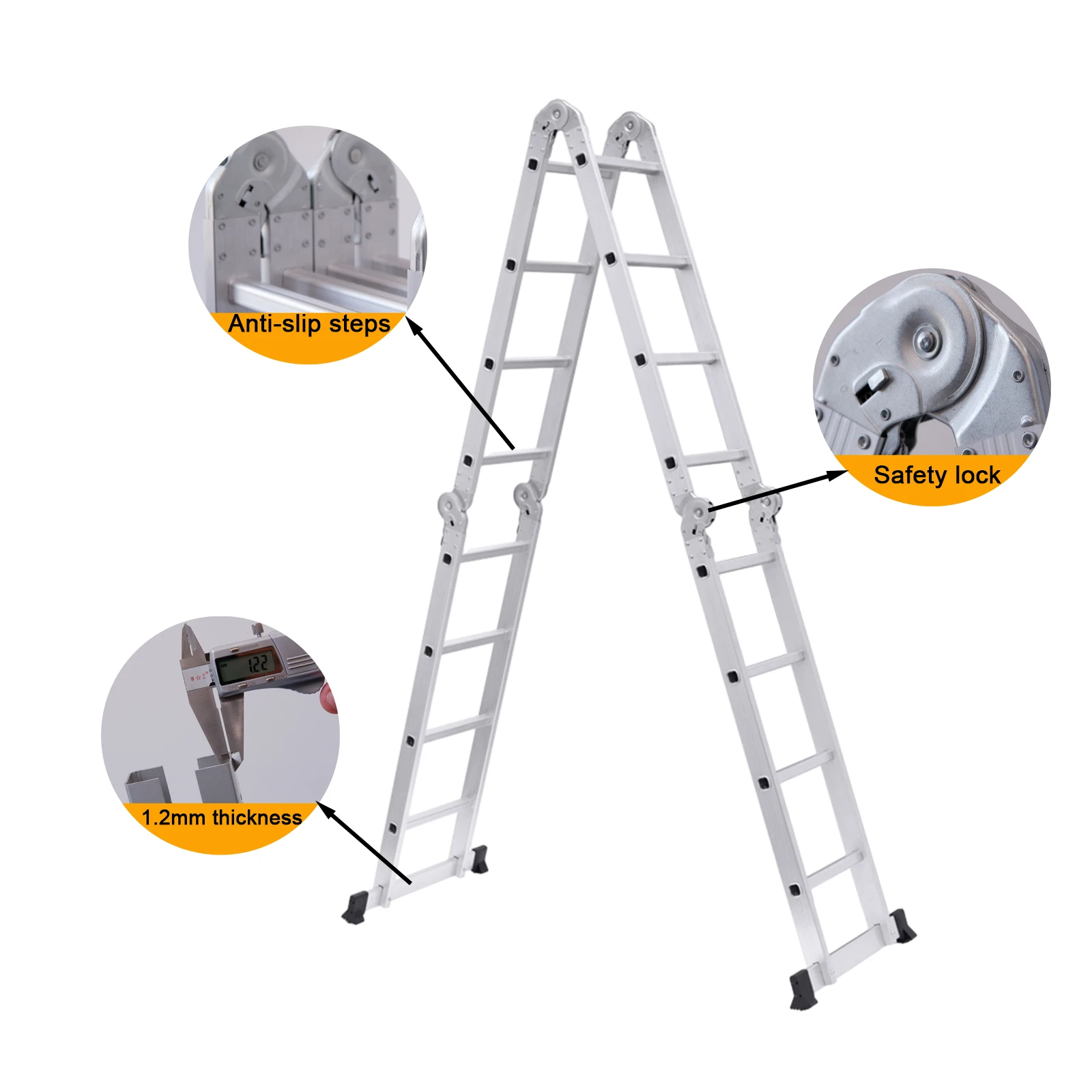 Multifunctional Aluminum Folding Ladder Large and Small Hinge Telescopic Stairs Climbing Device