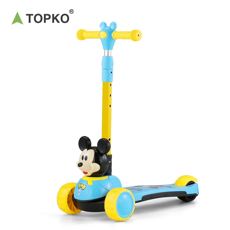 Детский самокат TOPKO с 3 колесами пластиковый для детей регулируемый по высоте детский скутер От 2 до 8 лет Лидер продаж