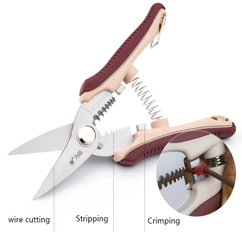 LJK13006B hot-sale proWire cutting striping crimping tool Multifunctional electrician scissors for cable