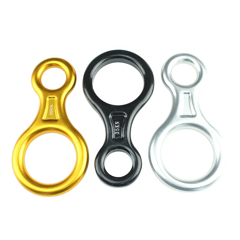 Mountaineer Hook Aluminum Figure 8 Descender Climbing Rescue Descender Rappelling Rope for Rock Climbing Mountaineering Rappel