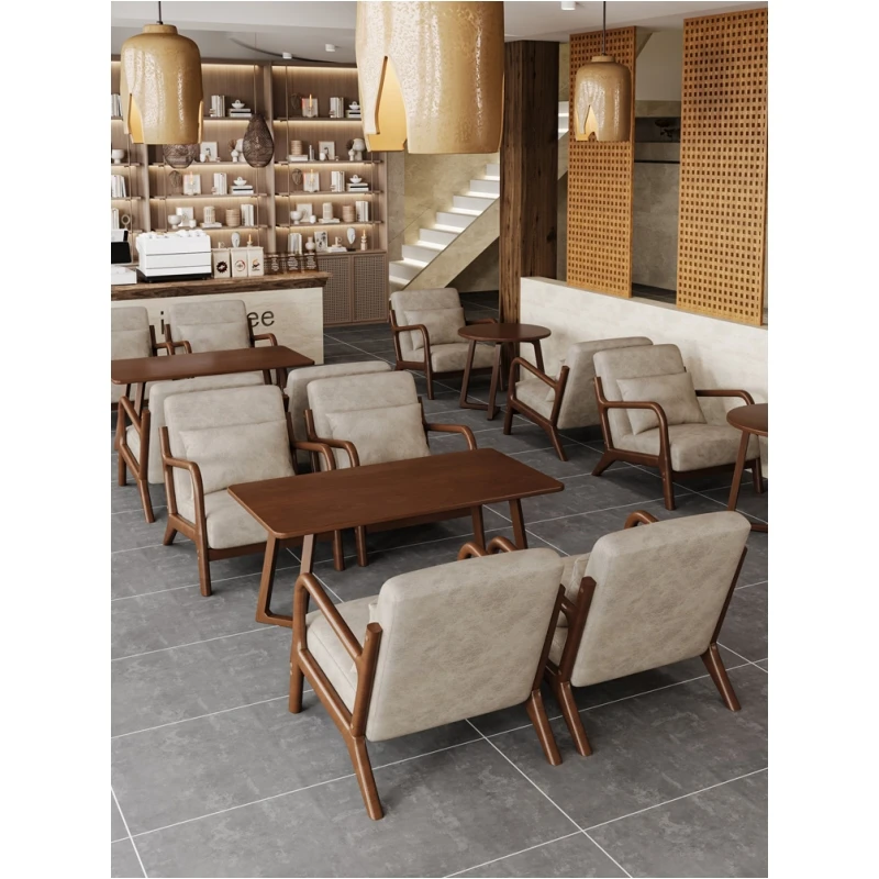 Leisure Hotel New Design Light Luxury Restaurant Coffee Shop Table and Chairs Sets Round Cafe Furniture