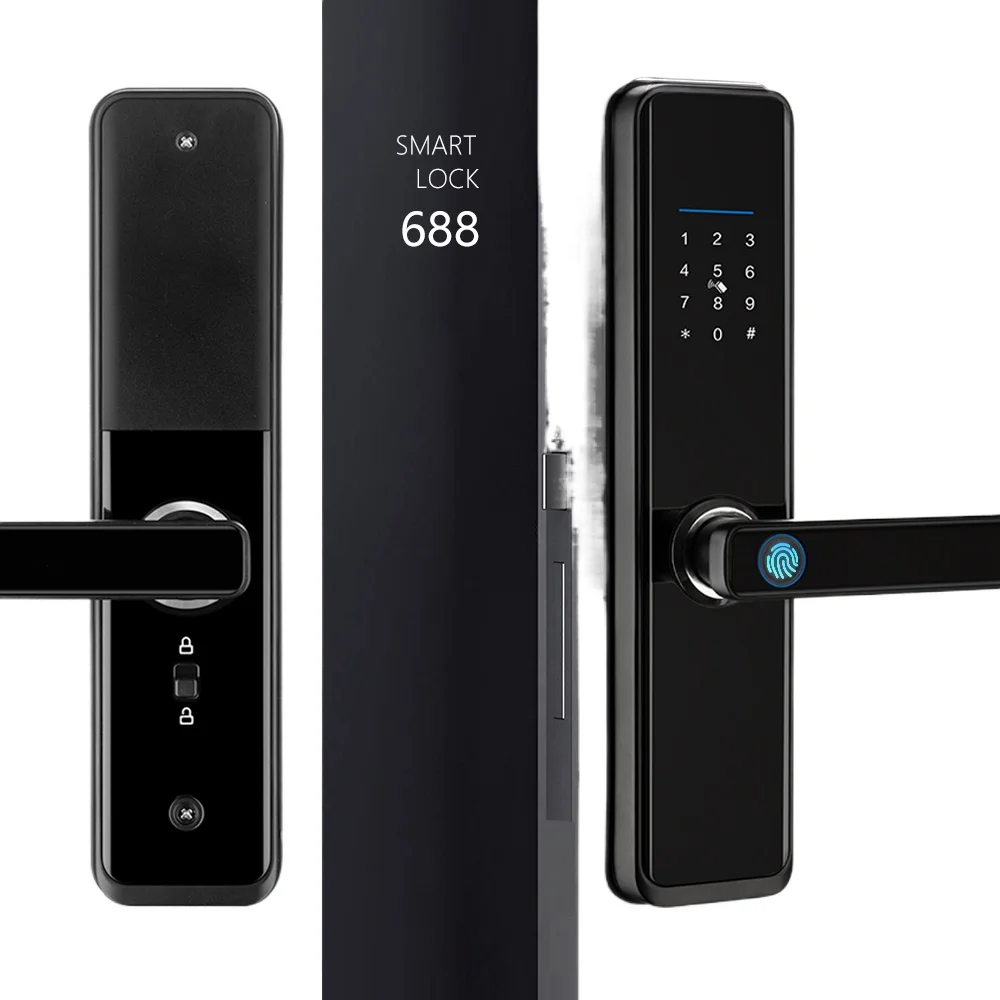 HuZhiYi Smart Security Lock Tuya WiFiConnected Aluminum Fingerprint Digital Lever Keyless Entry