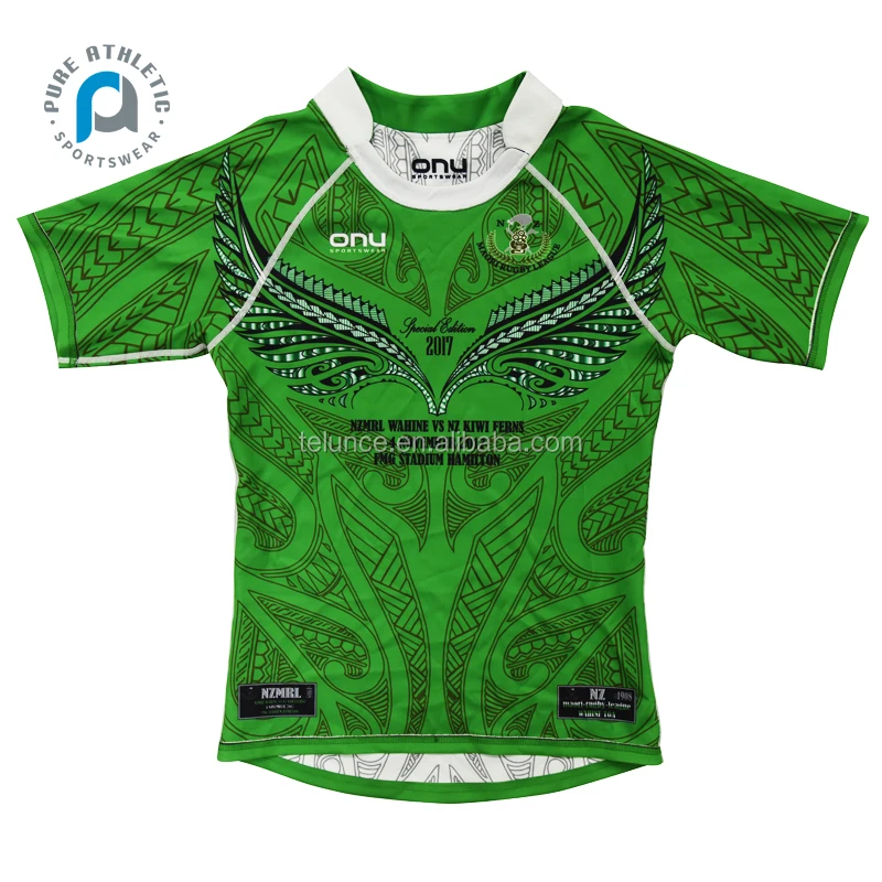 PURE Sublimation Printing Green Reversible  Wholesale Compression Polyester Custom Pro-fit Rugby League Jerseys Mens Youth