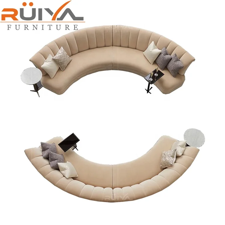 Ruiya furniture new model half moon leather sofa set