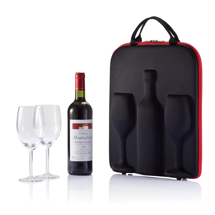 High-end Travel Case EVA Protective Wine Glasses Bottle Carrying Display Case