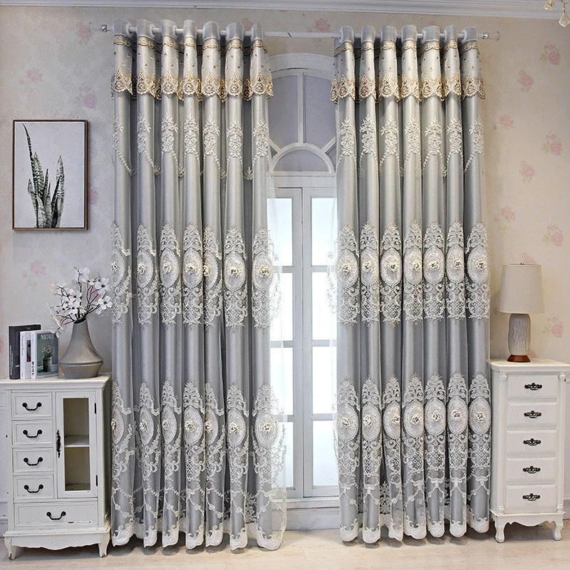 Chinese Professional European Style Luxury Curtains For Living Dining Room Bedroom Embroidered Curtains