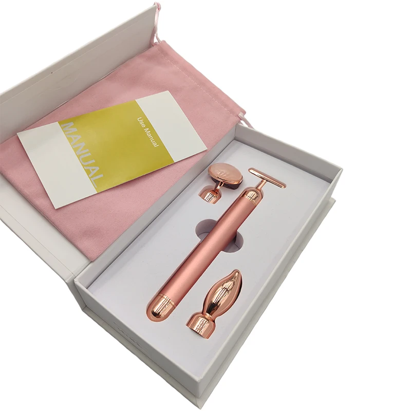 2021 Electric Facial Massager 3 in 1 Vibrating Energy Beauty Bar Skin Lifting Rose Quartz Face Roller