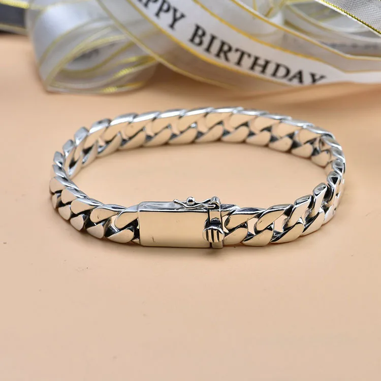 G2427 Wholesale pulsera de plata Hip Hop 6MM 7MM 8MM Chain Link 925 Sterling Silver Cuban Bracelet Fine Jewelry Bracelets