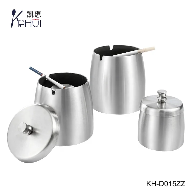Luxury Custom Logo Windproof Metal Stainless Steel Cigar Standing Ashtray Bin With Lid