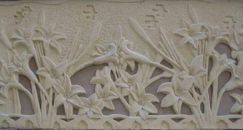 Modern Style Wall Natural Stone Carved Lotus Flower Relief 3D for Decoration Shengye