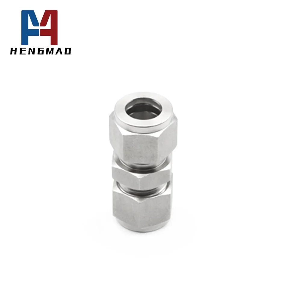 Professional Stainless Steel 304 316L Compression Straight Connector  2mm to 50mm Double Rings Tube Fittings