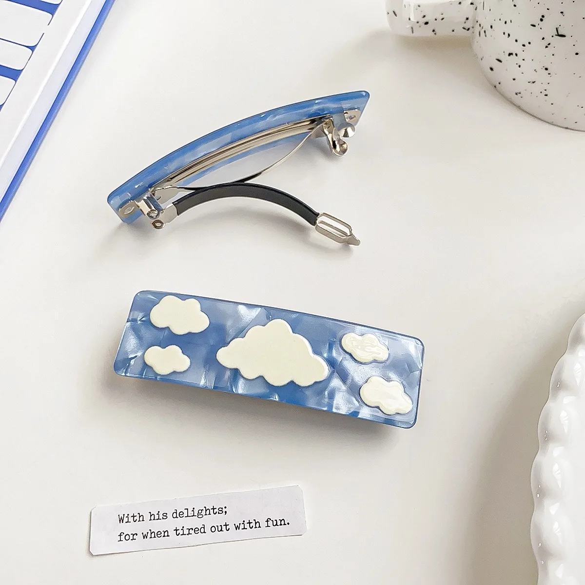 Korean Version of Acetic AcidGgrab Cloud Lightning Print Hair Grab Instagram Niche Design Shark Clip Back Head Disc Hairpin