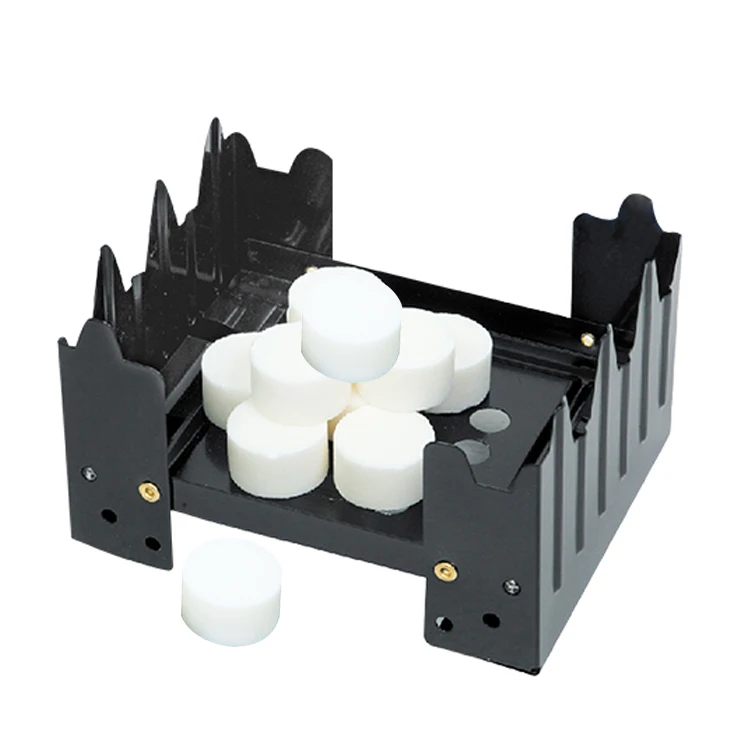 Emergency portable ultra-light folding mini pocket stove with hexamine solid fuel tablets for camping survival