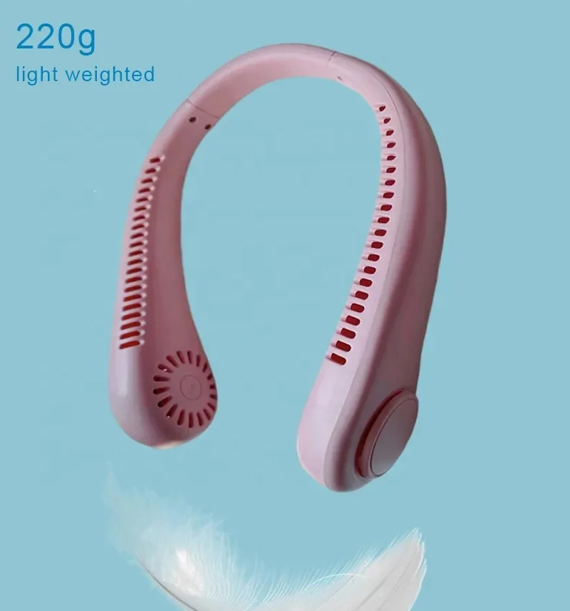 F09 Portable Rechargeable vaneless Neck Fan Cooler Adjustable 360 Degree rotation 3 Speed Neck Fan Sport Outdoor Air Cooling Fan