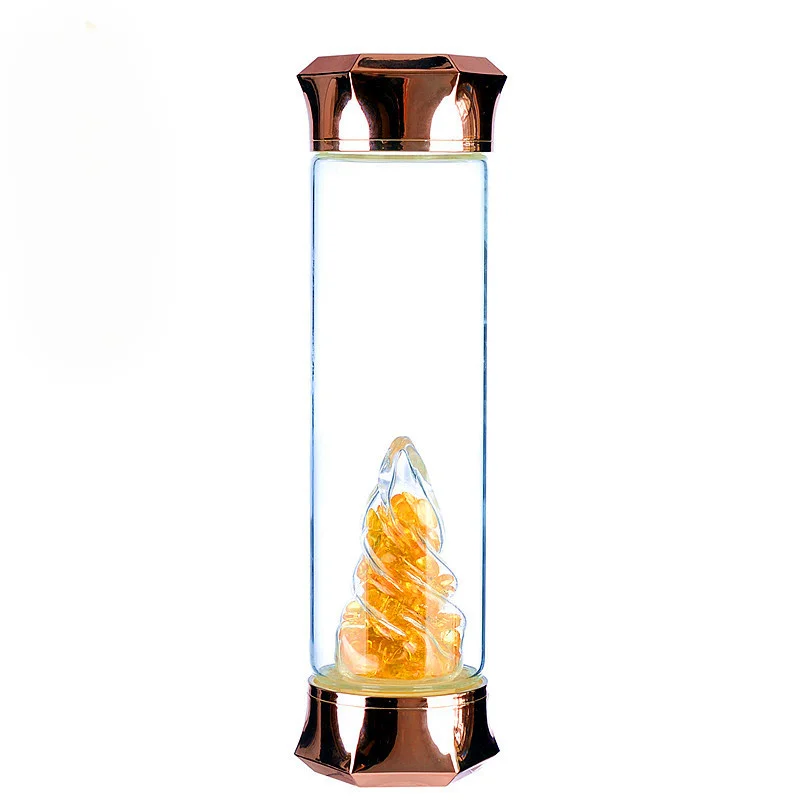High quality healing energy quartz stones drinking bottle natural crystal glass water bottle wholesale