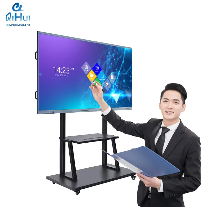 Qihui OEM 55 65 75 85 Inch Interactive Flat Panel 4k Lcd Digital Smart Boards Multi Touch Screen Monitor Educational