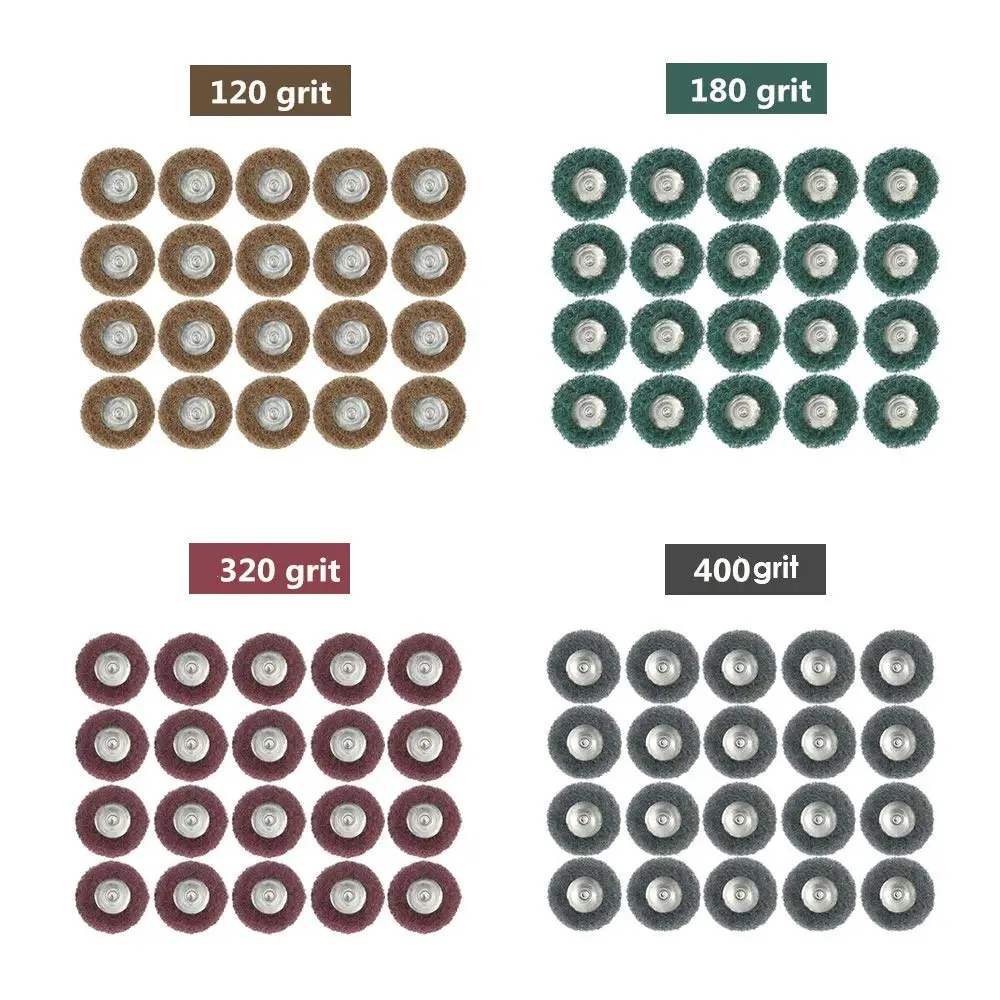 40 Pcs Buffing wheel Set & 60 Pcs Wire Brushes Set, 1/8' Shank Accessories for Rotary Tool