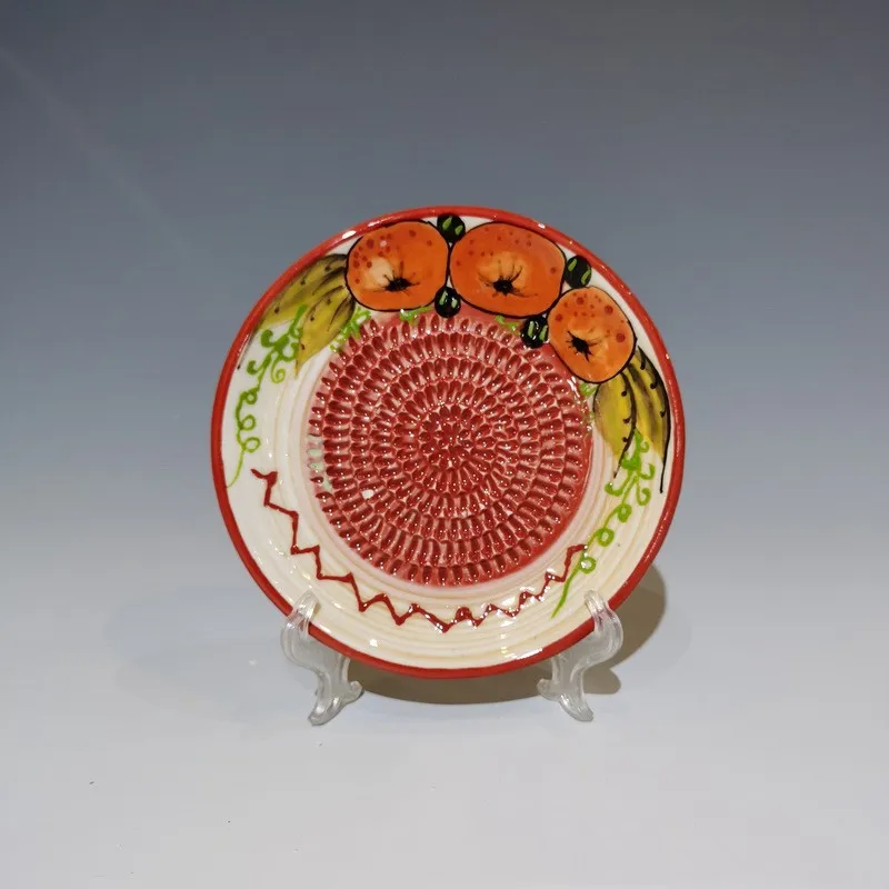 Hand Made Colored Glazed Ceramic Grating Garlic Plate Porcelain Grater Plates Set Ceramic Garlic Grinder Plates
