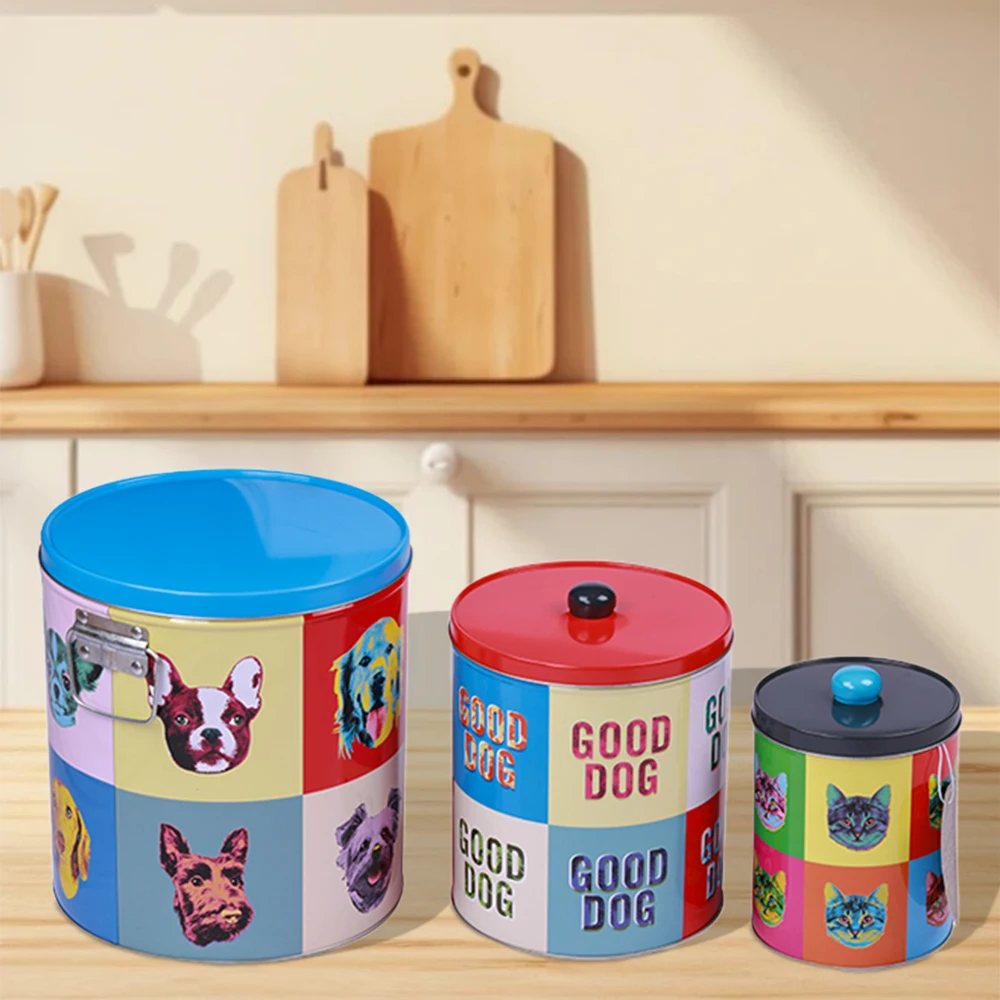 China Factory Custom Printing High Quality Tinplate Tin Container With Lid Metal Popcorn Tins Pet Food Tin