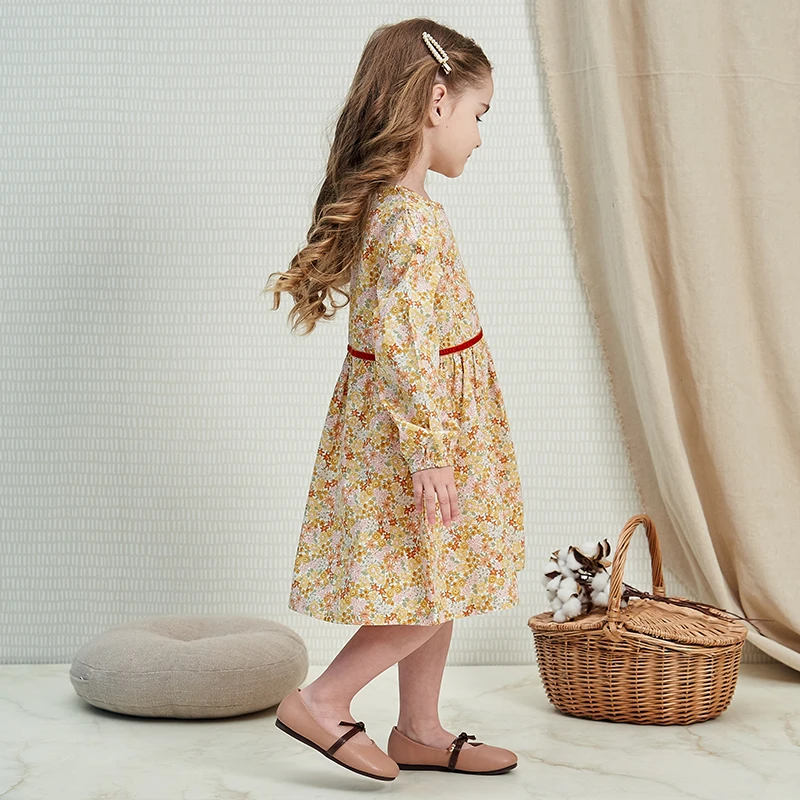 2020 Spring and Summer floral 100% cotton flared baby kid clothing dresses for girl