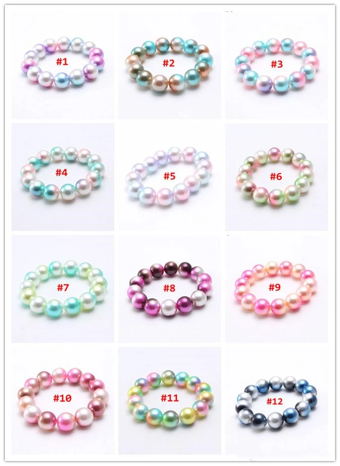 
P107006 Girl Magnificent bracelet Children Kids Mermaid Beads Bubblegum Jewelry 12Colors 