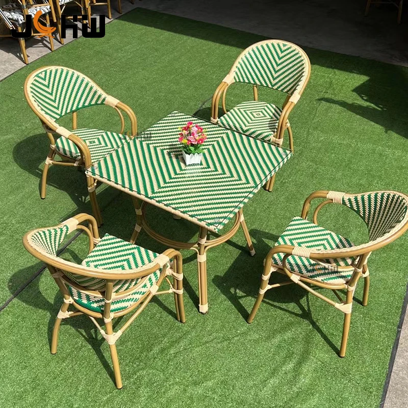 Hot Sales French Stacked Rattan Chairs Outdoor Garden Bistro Restaurant Dining Chair Manufacturer
