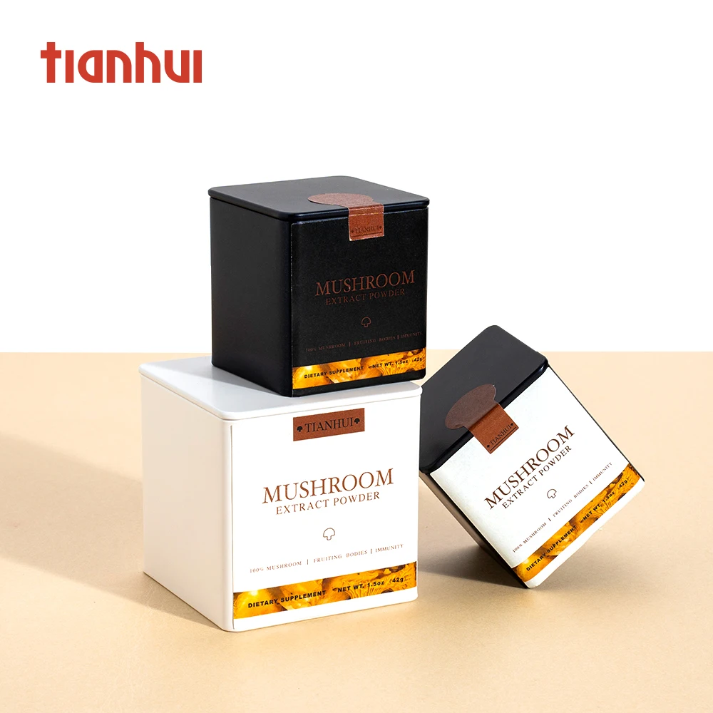 Маленькие квадратные металлические банки для хранения грибного экстракта Tianhui
