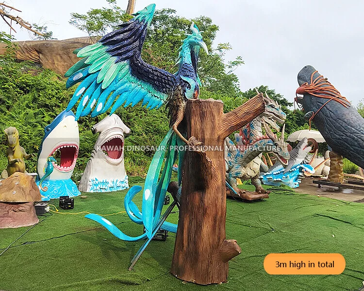 Phoenix on the Fiberglass Tree Animatronic Phoenix Model with Movements Customized by Kawah Factory