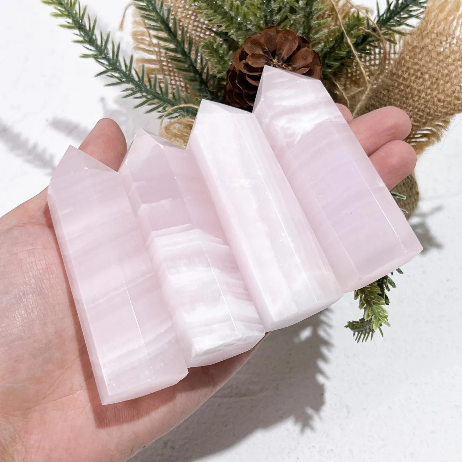 Wholesale Crystal Towers Bulk Mahangini Calcite Clear Crystal Point Aura Quartz Point Crystal Chakra Points for Healing