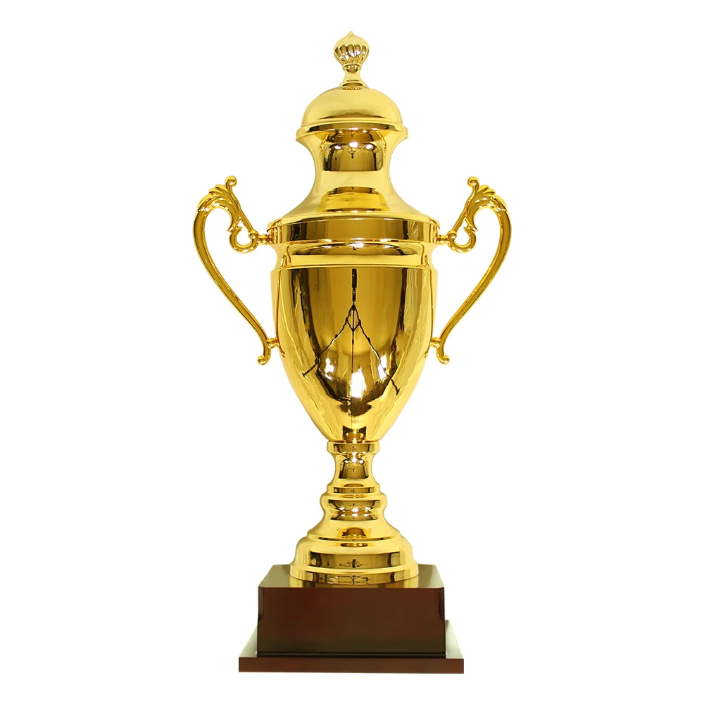 Yiwu Collection Wholesale Metal Trophy Cup Large Trofeos Deportivos Customized Premium Wood Base Metal Championship Trophy
