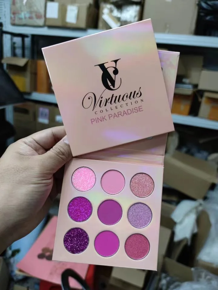 Customize high quality and high pigment pigmented luxury cheap makeup shimmer vegan eye shadow palette eyeshadow palette