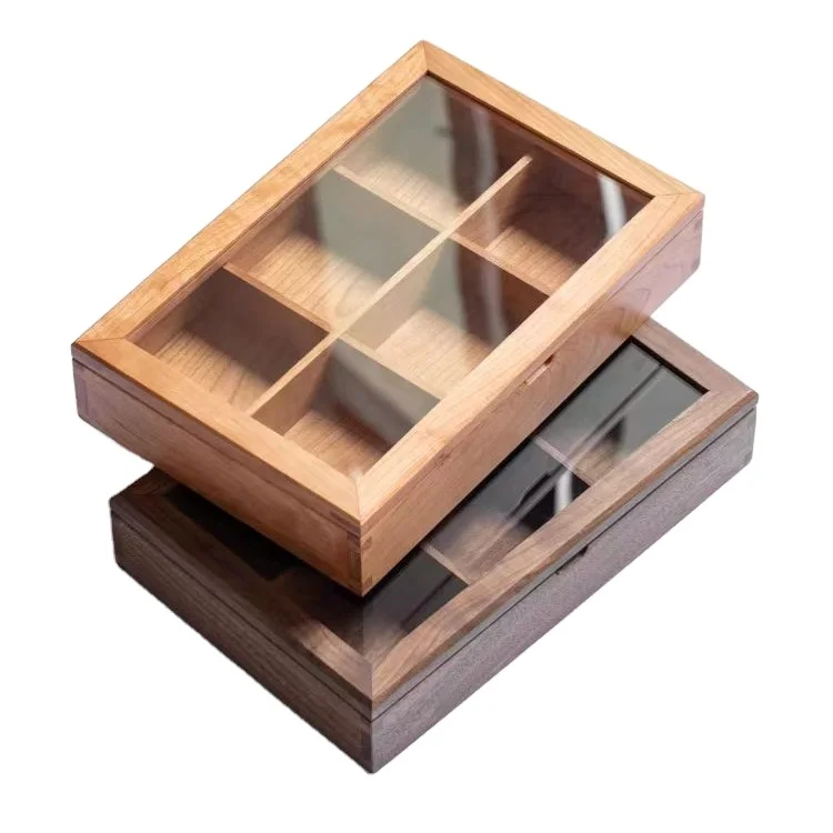 Custom wooden spice rack container box Kitchen handmade square spice box 8 grids