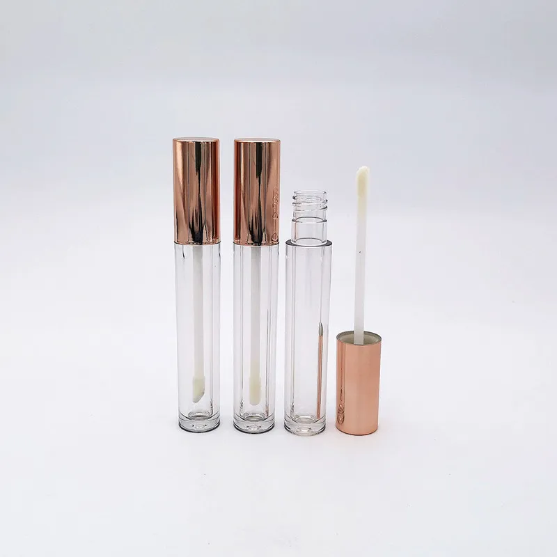 
Wholesale Custom OEM 6ml Empty Rose Gold Round Lip Gloss Containers Tube with wands 