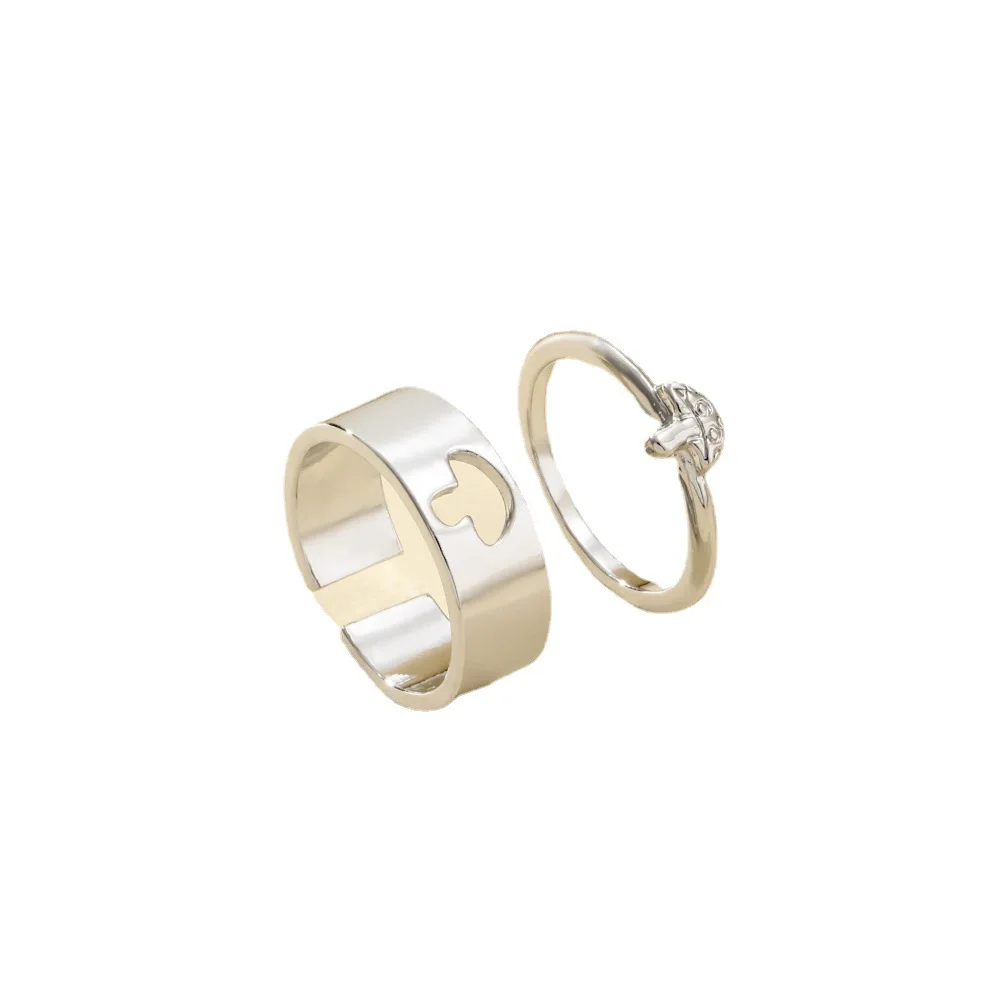 Eico New Designer 2022 A Pair Cute Mushroom Matching Couples Rings Gold 18k Statement Adjustable Open Rings Sets For Women