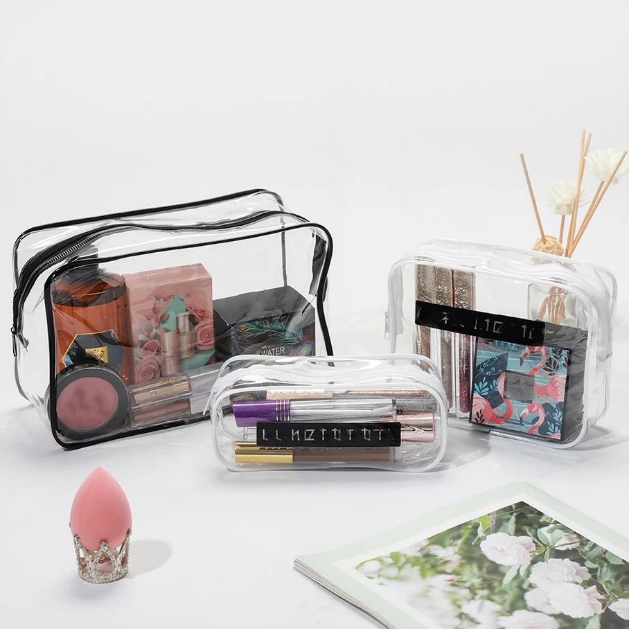 Waterproof Customized Pvc Fashion Clear Makeup Pouch Durable Zipper Pvc Cosmetic Bag