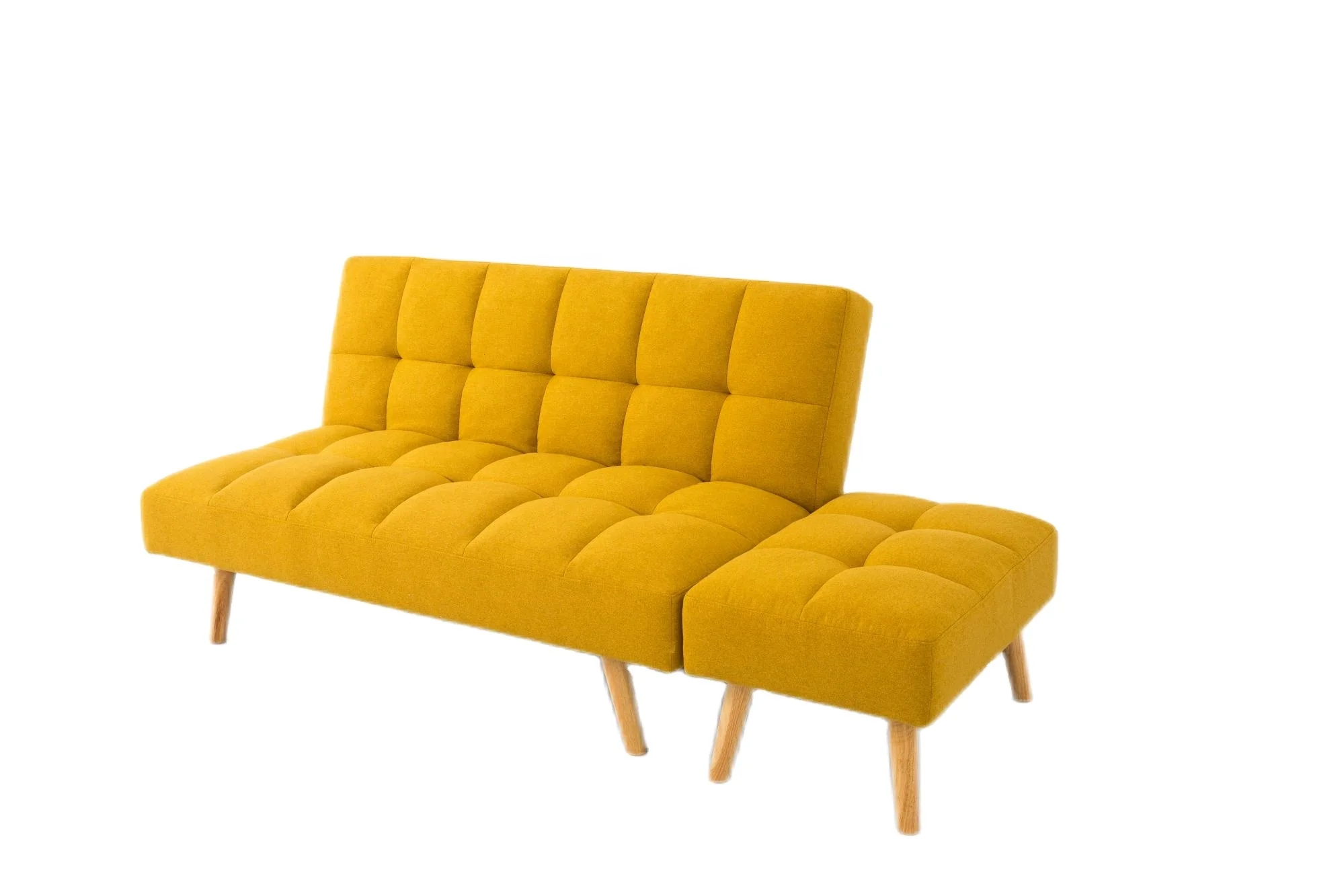 Metal Legs & 3 Adjustable Backrest Angles, M Lounge Chair Set Double Sofa Bed with Ottoman, Convertible Folding Futon Chair