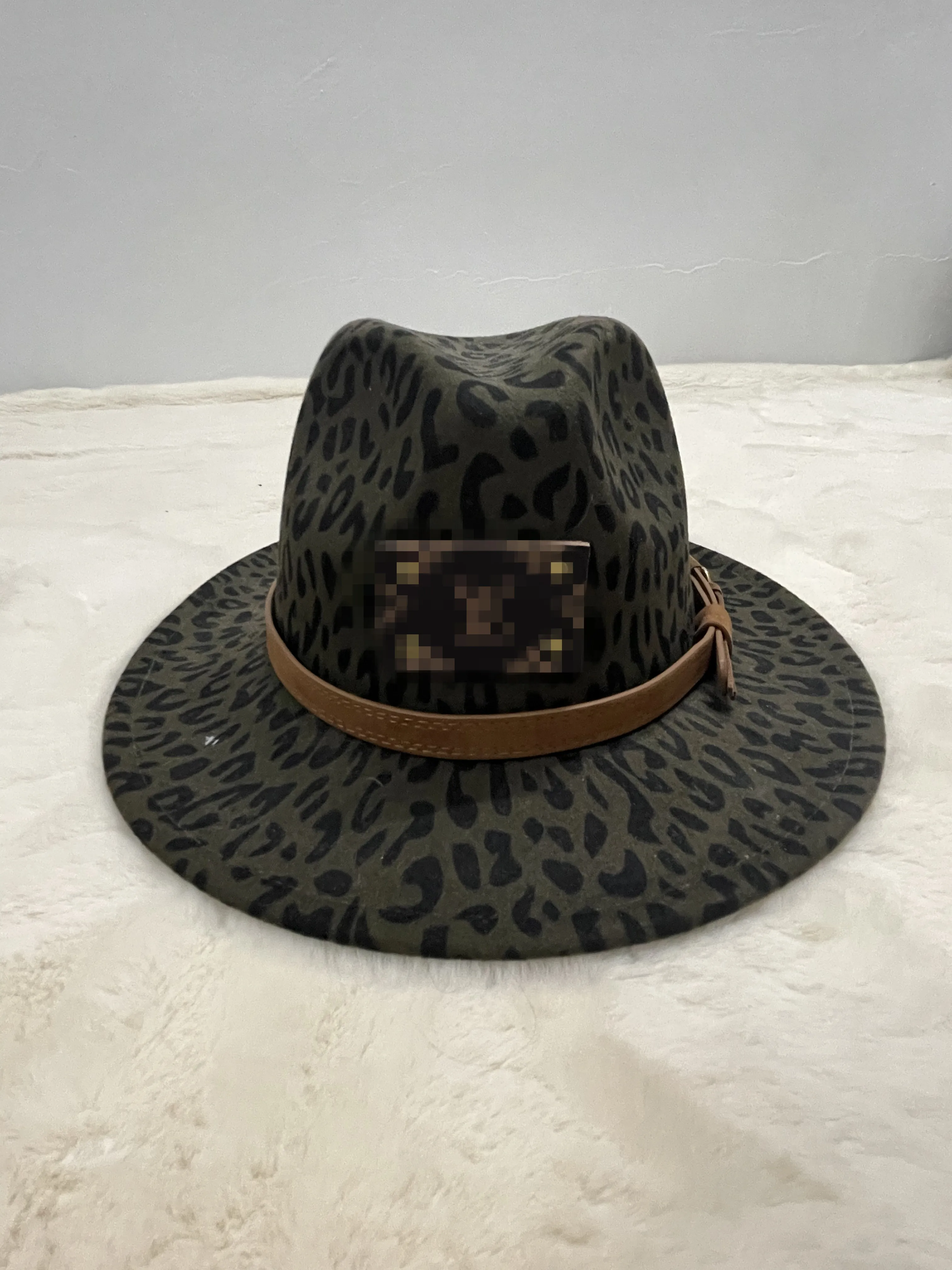 Новая Стильная осенне-зимняя Классическая джазовая шляпа с большими широкими полями и леопардовым принтом, мужская и женская шляпа, шляпы-федоры