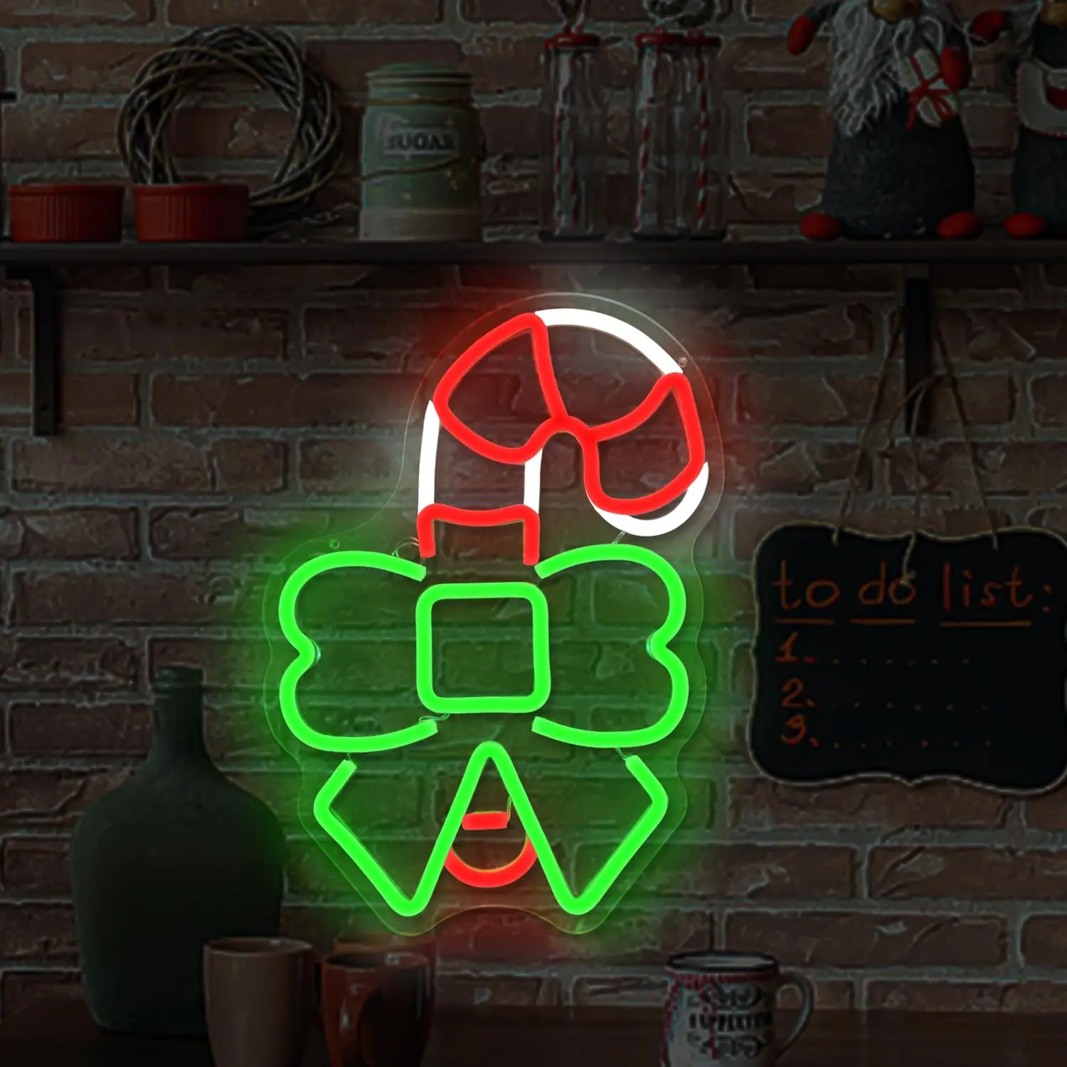 Christmas Candy Neon Sign for Wall Decor Dimmable Christmas Sign for Bedroom Children Kids Gift Living Room Winter Home Party