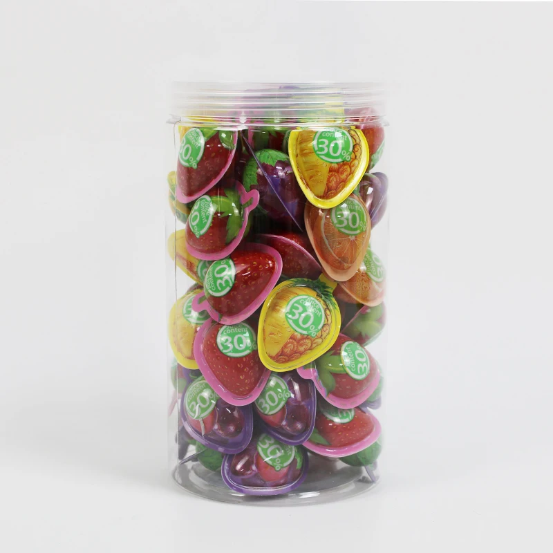 7g Bottled fruit Blasting soft candy Multi-flavor mini fruit candy sandwich fudge with passette